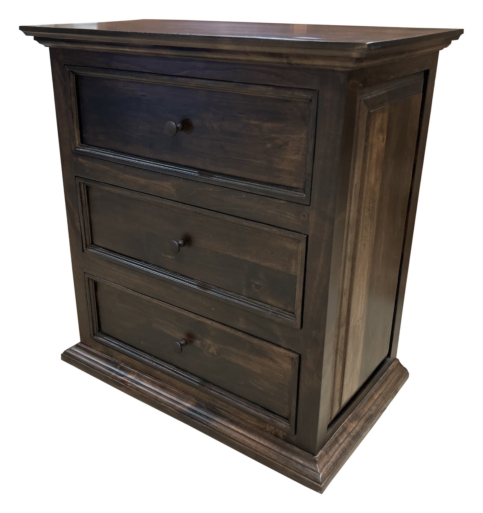 Old Barn nightstand, Dark Walnut Intense, photographed on white