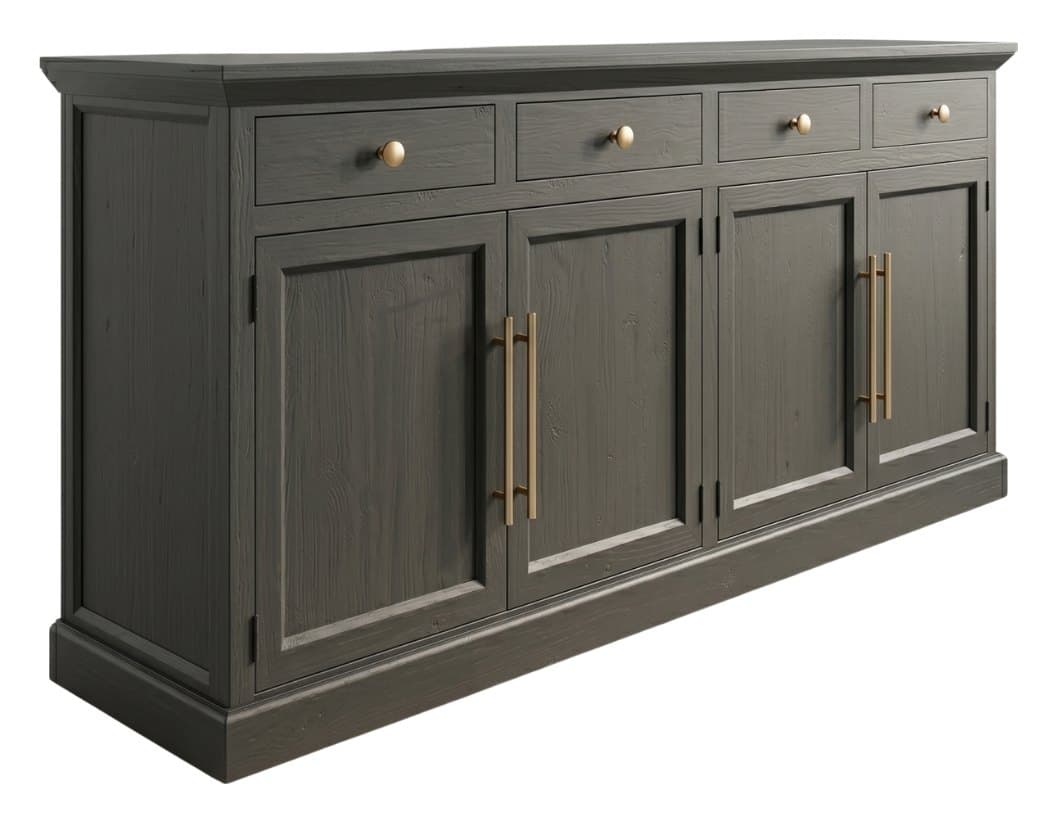 Leville Doors & Drawers buffet, 108" 6 Doors W/ Drawers · Charcoal, photographed on white