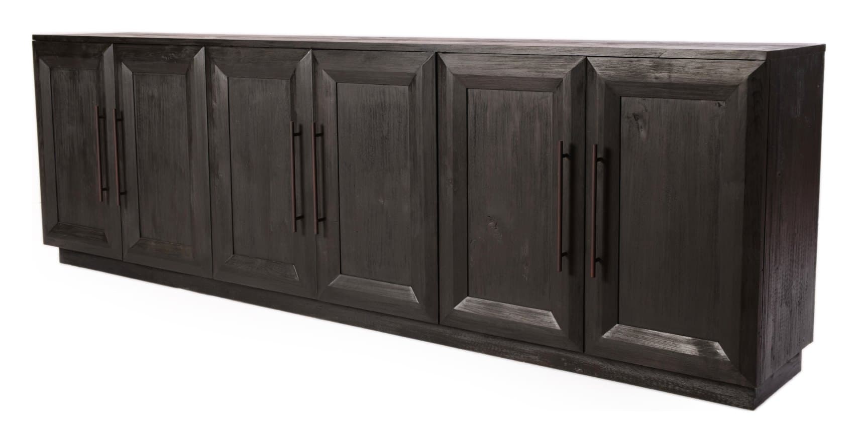 Livorno Wood Doors TV console, 108" 6 Doors · Charcoal, photographed on white