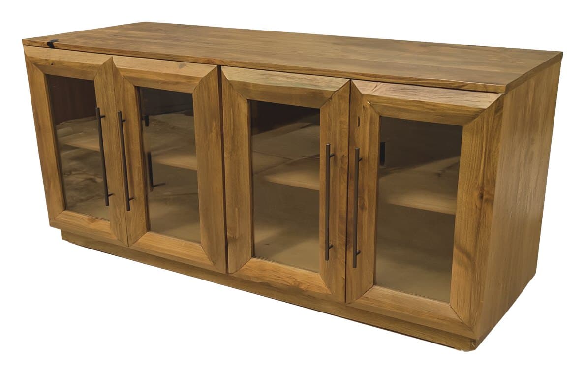 Livorno Glass Doors TV console, 72" 4 Glass Doors · Dark Walnut Intense, photographed on white