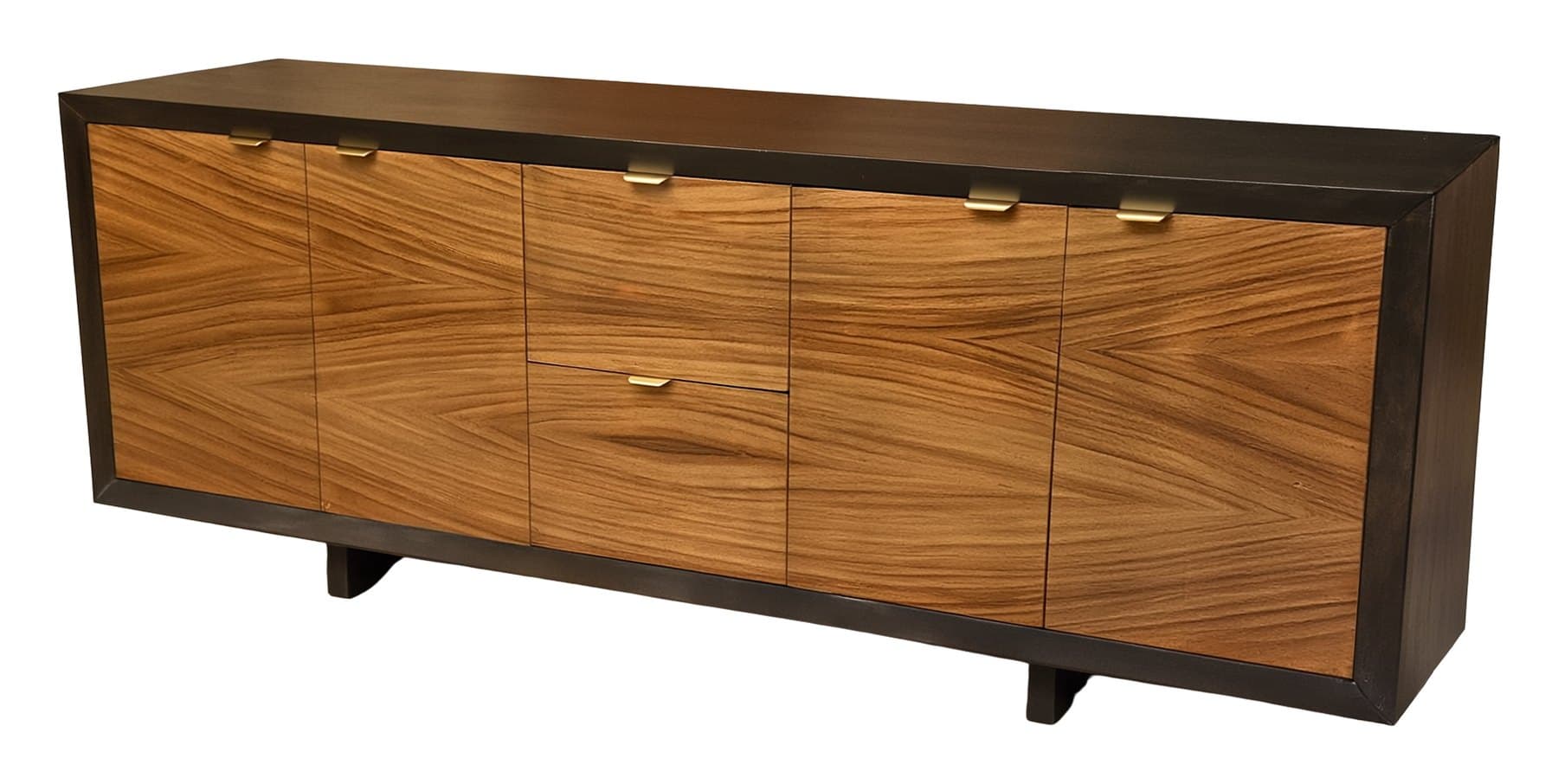Parota Tulum TV console, Charcoal / Dark Walnut Natural, photographed on white