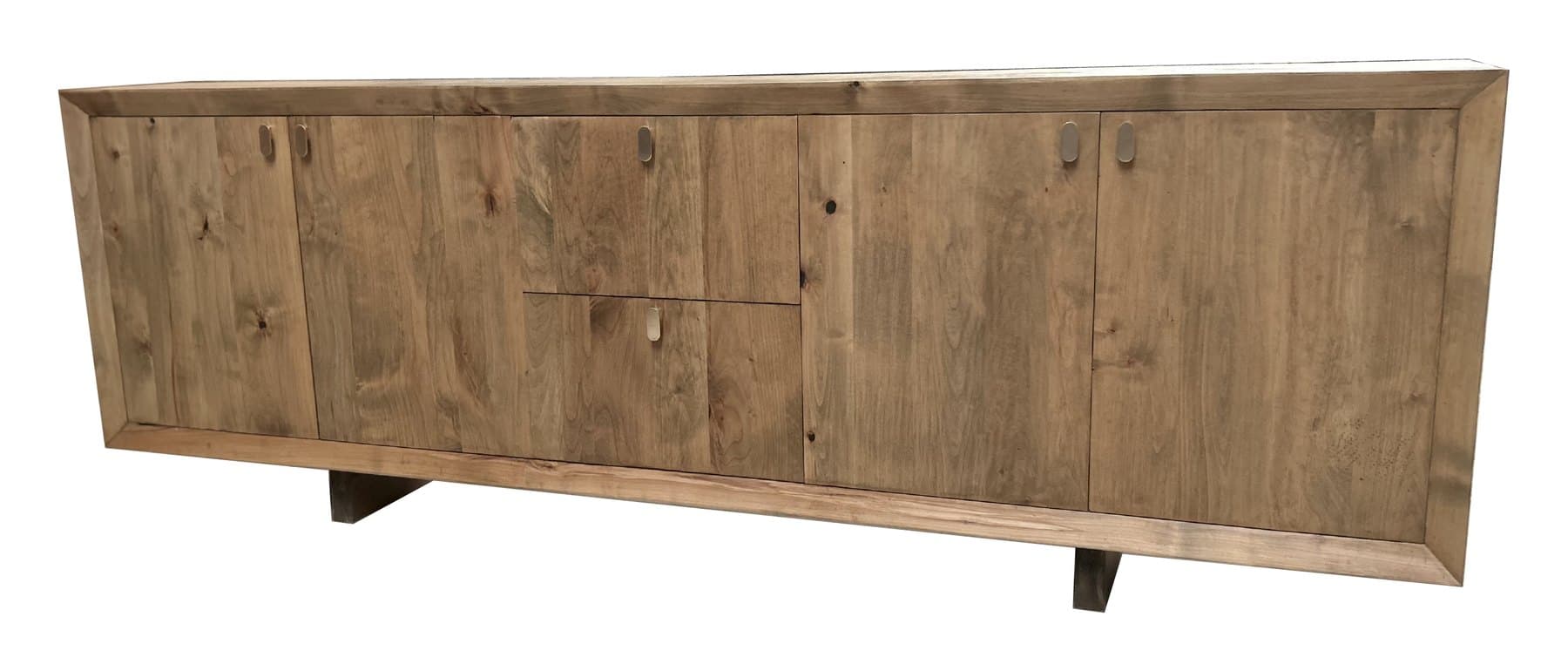 Vermont TV console, 96" 4 doors w/drawers · Dark Walnut Natural, photographed on white